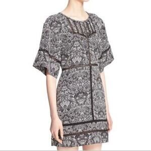 IRO Tawny eyelet trim a line print mini dress